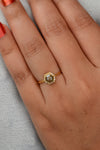 Salt and Pepper Hexagon Diamond Ring, Halo Diamond Ring