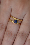 Aquamarine ring, March Birthstone ring Trillion Shape