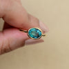 14k Gold Teal Sapphire Ring, Blue Green Sapphire